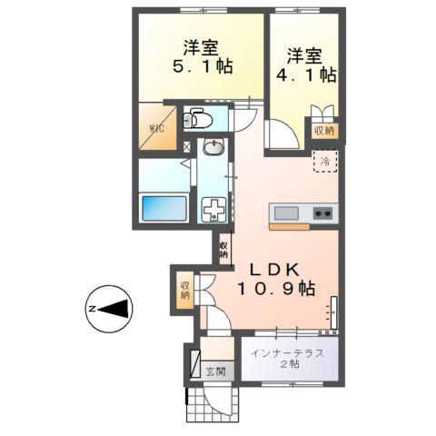 ユニバース(2LDK/1階)の間取り写真