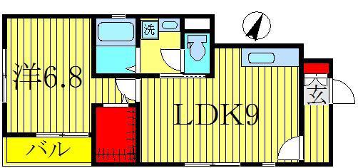 シリエージョ南柏(1LDK/1階)の間取り写真
