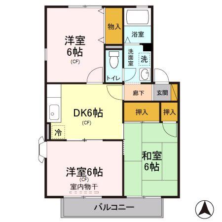 エステートUI(3DK/1階)の間取り写真