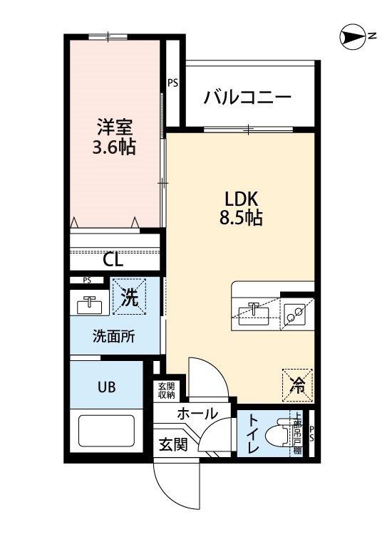 パロス西堤(1LDK/1階)の間取り写真