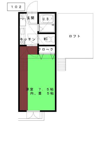 エルメゾンB(1K/1階)の間取り写真