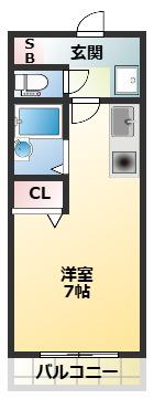 クレアコート産所町(ワンルーム/1階)の間取り写真
