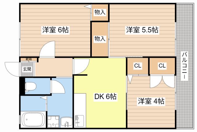 パレス扇E(3DK/2階)の間取り写真