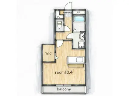 パルメートA(ワンルーム/1階)の間取り写真