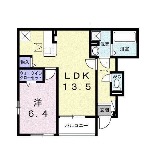 ヴェルデ ルーチェ(1LDK/1階)の間取り写真