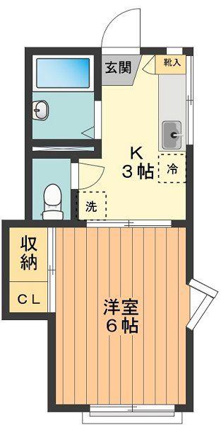 ロイハウス(1K/1階)の間取り写真