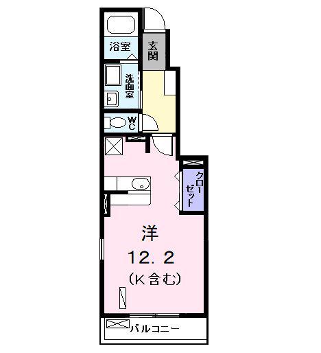 プリムローズ II(ワンルーム/1階)の間取り写真