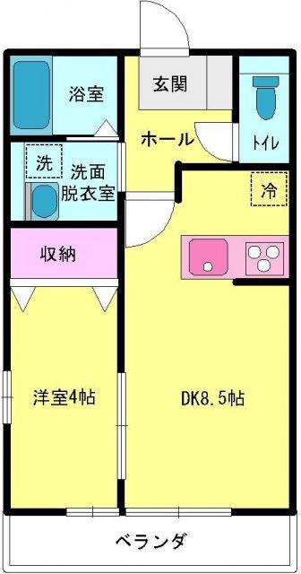 レトアA(1DK/2階)の間取り写真