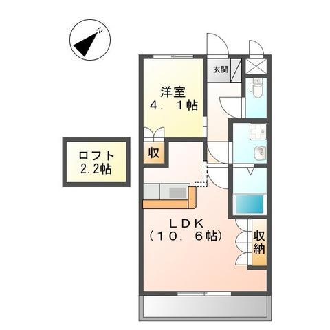 エヴァーラスティB(1LDK/2階)の間取り写真