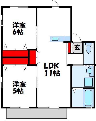 メゾングランツ(2LDK/2階)の間取り写真
