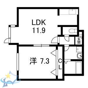 ベルファーレ中央(1LDK/1階)の間取り写真