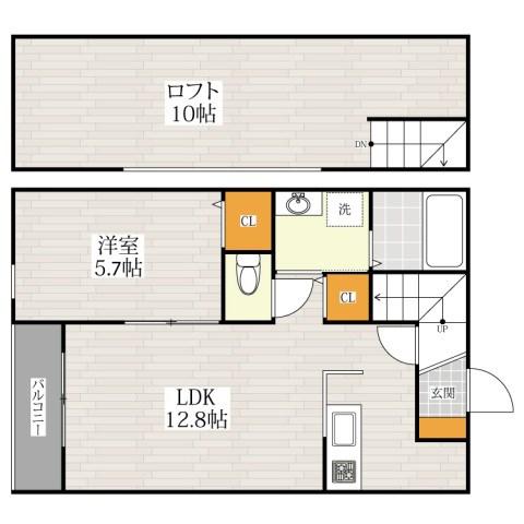 M.Kオリオン賀茂(1LDK/2階)の間取り写真