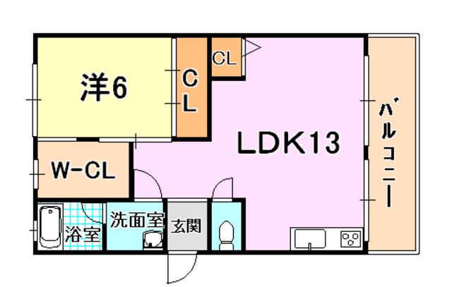 エード白川(1LDK/4階)の間取り写真