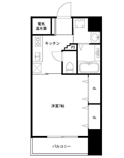 パークヒルズ上本町壱番館(1K/6階)の間取り写真