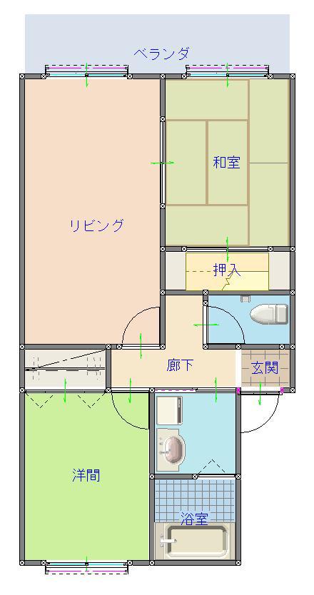 シェソワ西谷A(2LDK/1階)の間取り写真