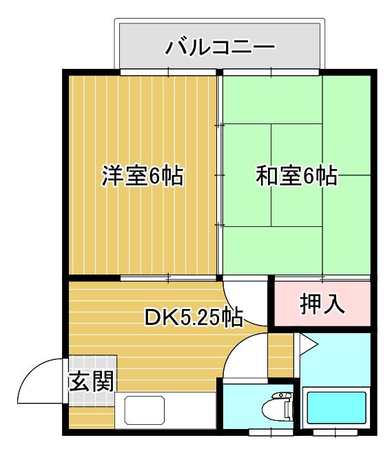 アゼリアコート(2DK/2階)の間取り写真