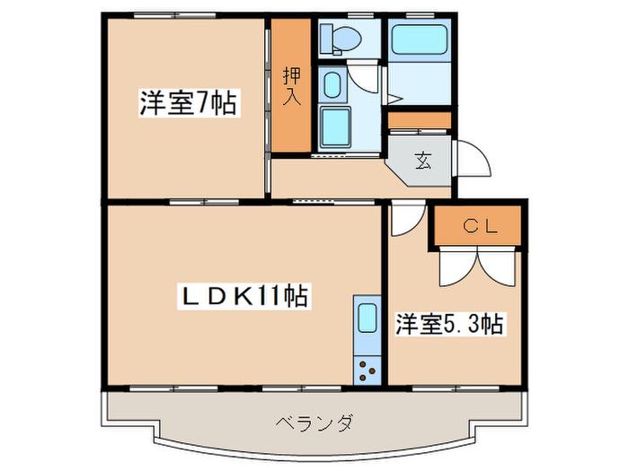 サンパレス林(2LDK/2階)の間取り写真