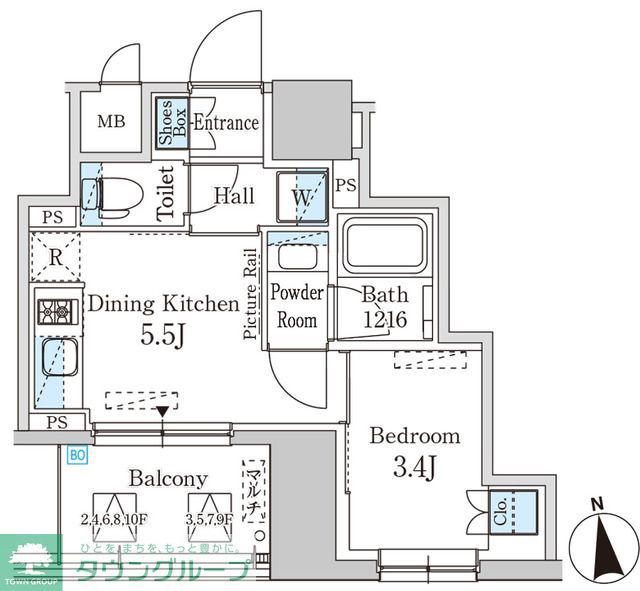 パークアクシス神田レジデンス(1DK/8階)の間取り写真