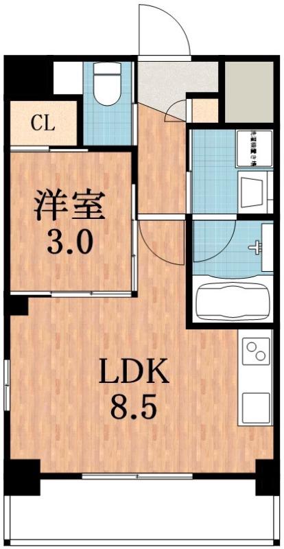 エセリアル清水丘(1LDK/6階)の間取り写真