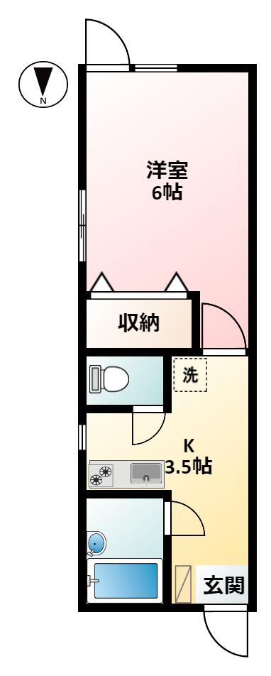 ウィング三軒茶屋(1K/2階)の間取り写真