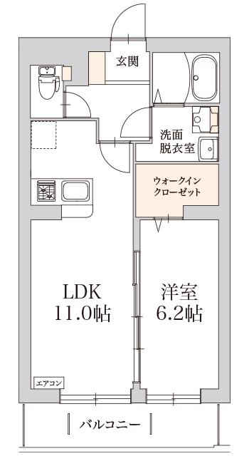 ヘリテージ宮町(1LDK/2階)の間取り写真