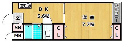 コート・アルバ(1K/2階)の間取り写真