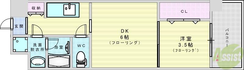 ファステート大阪マジョリティ(1DK/4階)の間取り写真