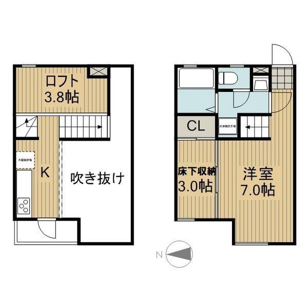 サンアリーナ北頭(1LDK/1階)の間取り写真