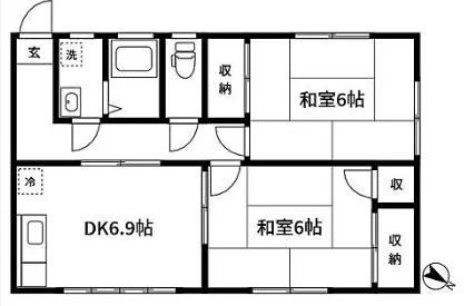 メリーハウス(2DK/2階)の間取り写真