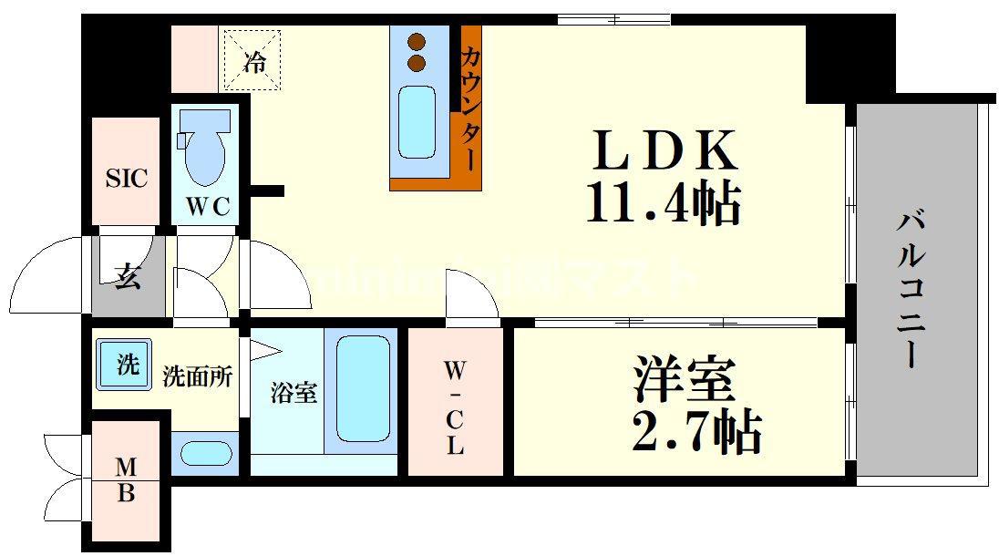 アプリーレ中之島(1LDK/7階)の間取り写真