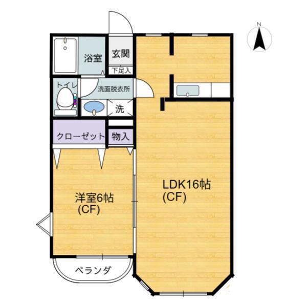 グリーンハウス1(1LDK/2階)の間取り写真