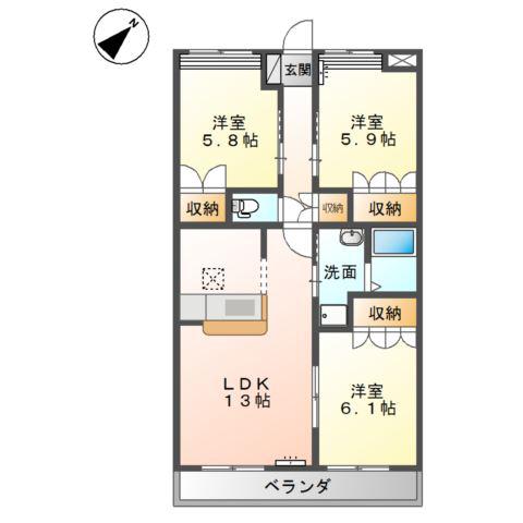 N-グランドール(3LDK/1階)の間取り写真