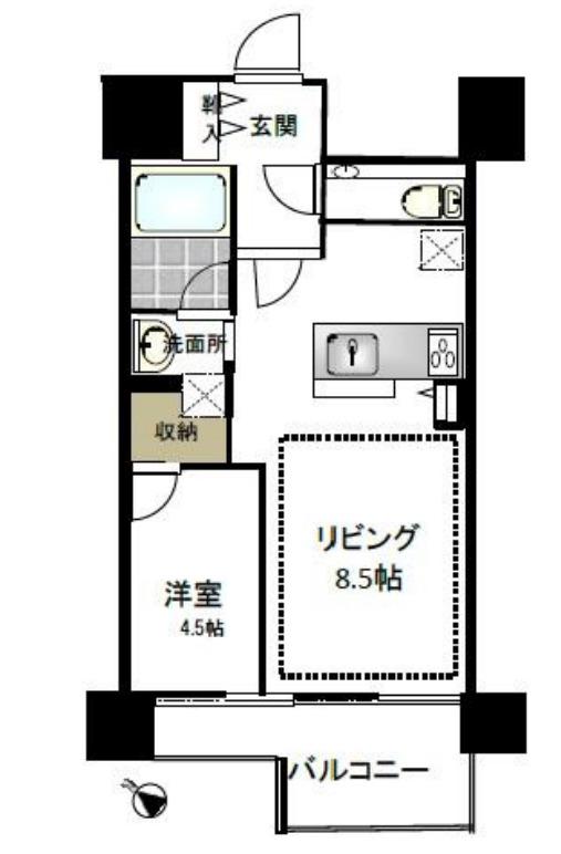シティハウス中目黒サウス(1LDK/9階)の間取り写真