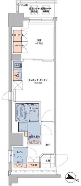 ボヌールステージ笹塚(1DK/7階)の間取り写真
