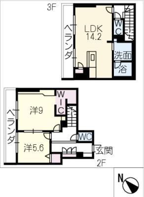 シャーメゾン ラ テラ(2LDK/3階)の間取り写真