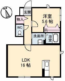 MARRONE(1LDK/1階)の間取り写真