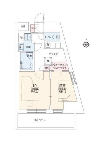 ミュージションひばりが丘北(2K/5階)の間取り写真