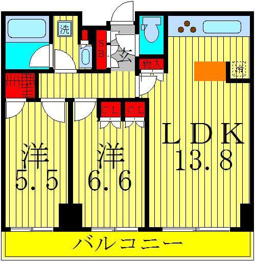 パークアクシス柏の葉(2LDK/12階)の間取り写真