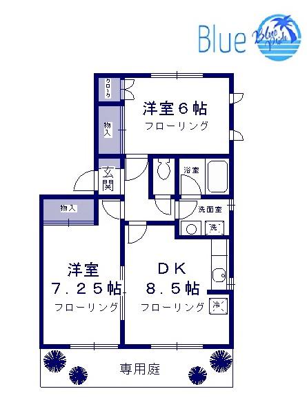 ガーデンコートS(2DK/1階)の間取り写真