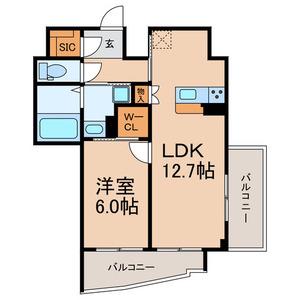 ブリリアントビューセントラルパーク(1LDK/13階)の間取り写真