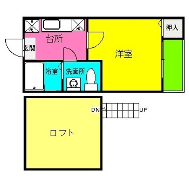 HKRRコーポ馬出(1K/2階)の間取り写真