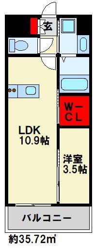 足原1丁目マンション(1LDK/2階)の間取り写真