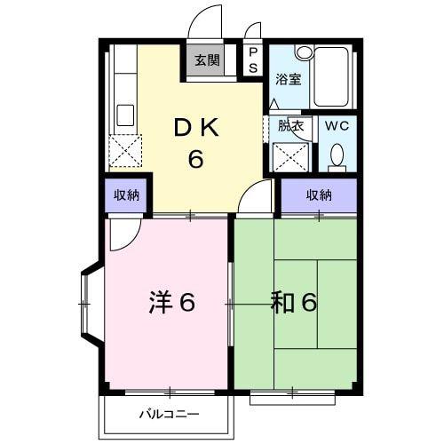 エルディム大沼(2DK/1階)の間取り写真