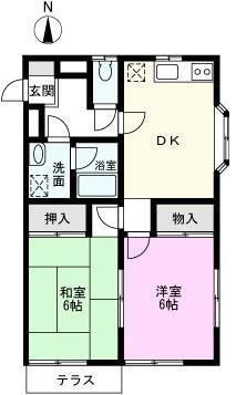 ルミエール中山A(2DK/3階)の間取り写真
