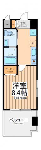 シェルミヤコ1(1K/4階)の間取り写真