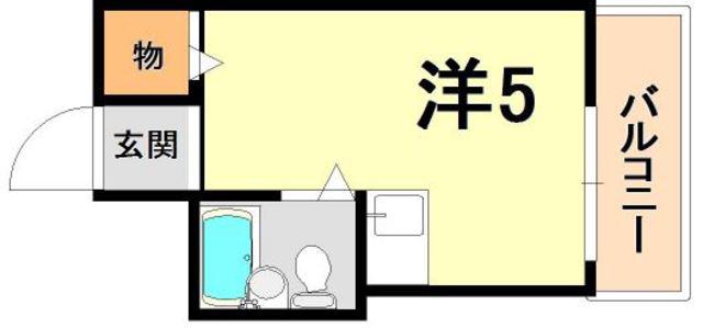 シャトー第8神戸(ワンルーム/5階)の間取り写真