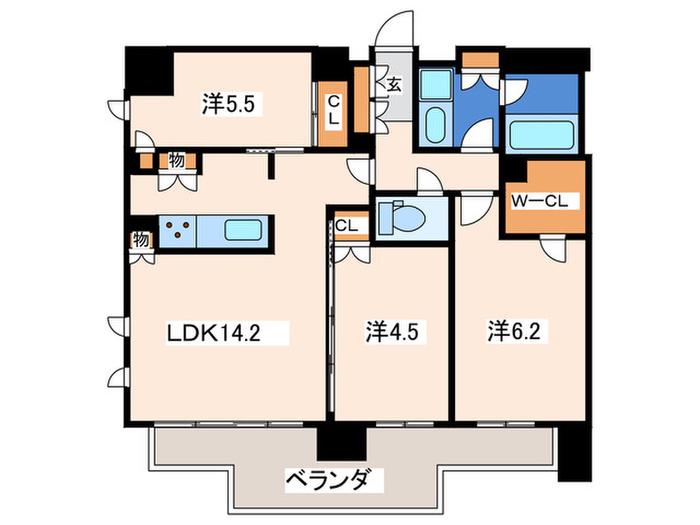 クリオ茅ヶ崎サザンマークス(3LDK/7階)の間取り写真