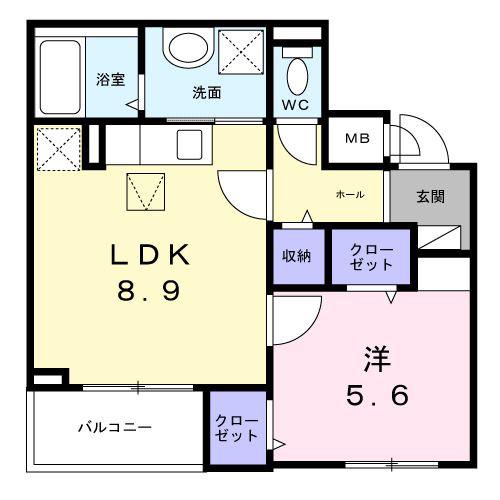 ハートウェル(1LDK/1階)の間取り写真