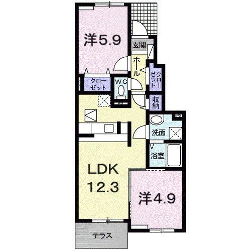 サンリットI(2LDK/1階)の間取り写真
