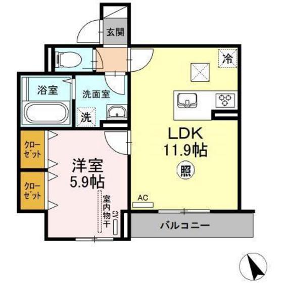 GRANDEARCHE(1LDK/1階)の間取り写真